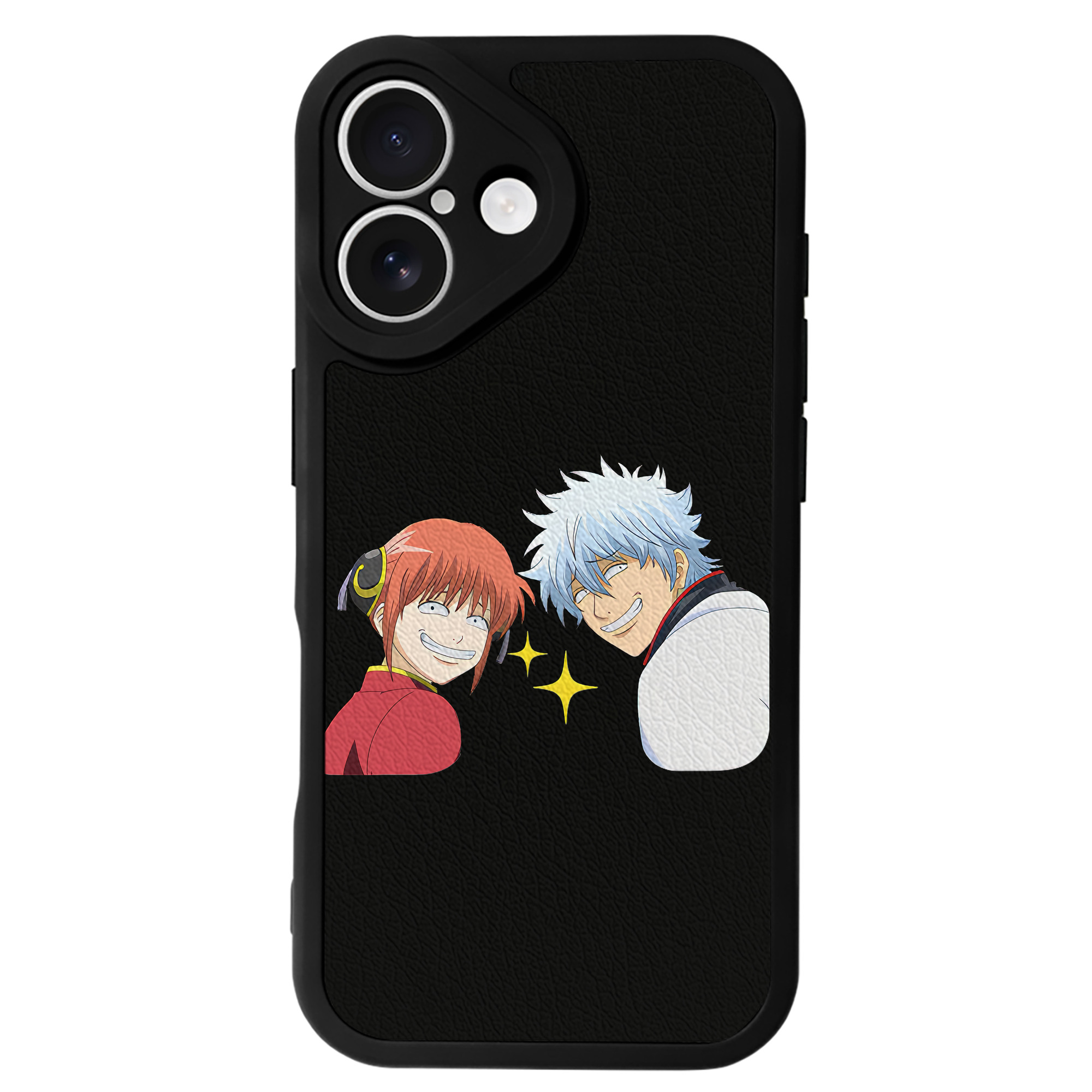 （画像用） ぎんたま 坂田銀時（さかたぎんとき） 神楽 志村新八（しむら しんぱち） GINTAMA Sakata Gintoki Kagura Shimura Shinpachi 【iPhone 16シリーズ対応】シリコンスマホケース（レザー調） 材質：シリコン